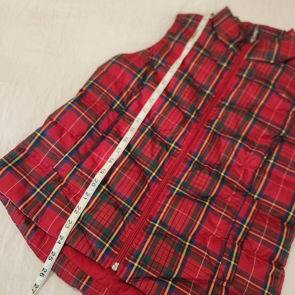 Land's End Small (4-6) Red Plaid Christmas Holiday Winter Vest Puffer Down - Picture 10 of 11